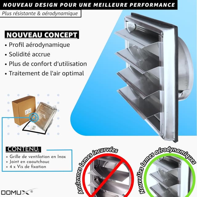 Thumbnail 4 de DOMUX Grille ventilation inox 125mm