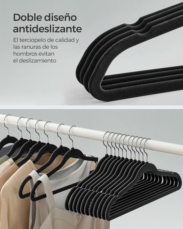 Thumbnail 2 de SONGMICS Percha de Terciopelo 20u Antideslizantes 360º