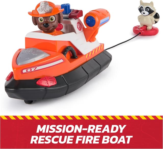 Thumbnail 1 de Paw Patrol Pat Patrouille Zuma Fire Rescue : voiture figurine avec bouée de sauvetage