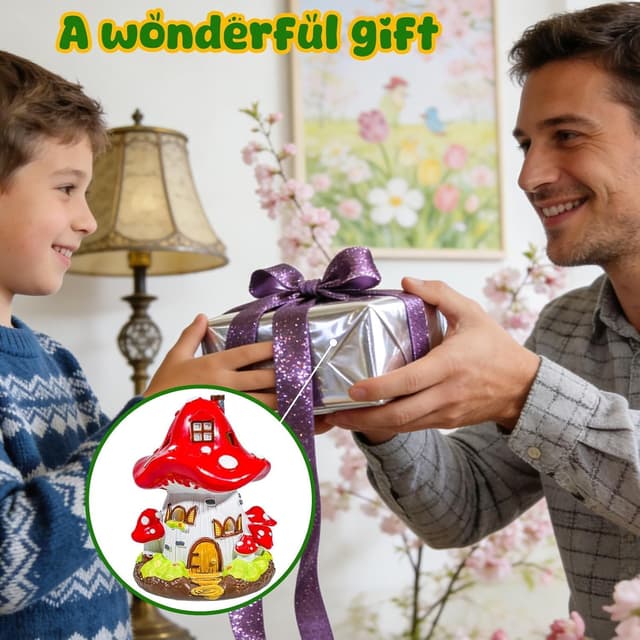 Thumbnail 6 de Resin Mushroom Fairy House Garden Ornament (4.1 × 4.1 × 5.7 inches) – GW Box Fairy House