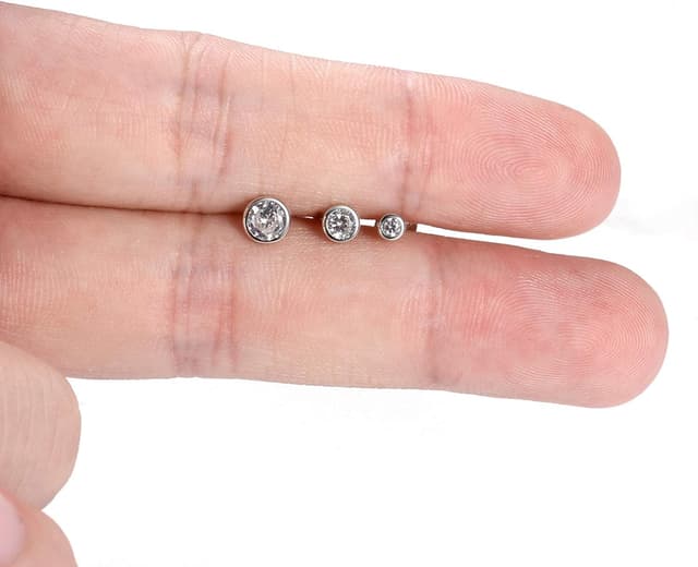 Thumbnail 5 de Damen Ohrstecker Silber 925 3 Paar 2/3/4 mm