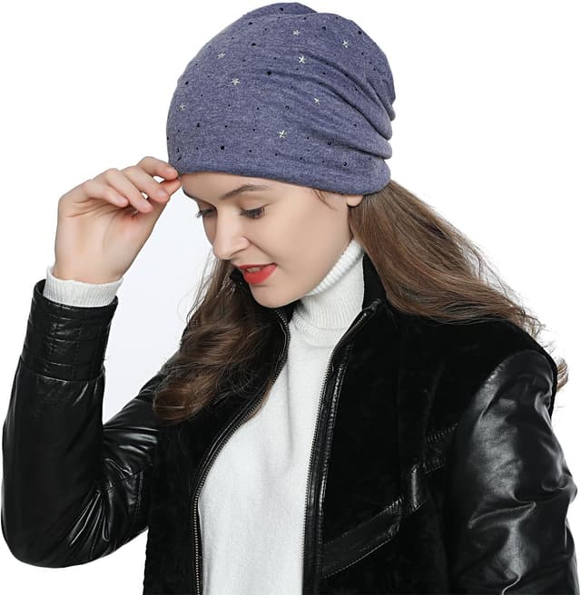 Detalle de Bonnet slouch hiver DonDon doublé, étoiles