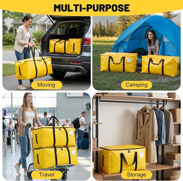 Thumbnail 6 de 6 Pack 90L Moving Bags and Storage Bags with Reinforced Bottom & Wrap-Around Handles