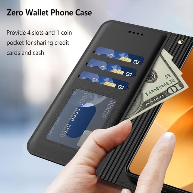 Detalle 2 de Aiziki Custodia per Realme 15 5G in pelle PU con chiusura magnetica e funzione supporto (kickstand) – nera