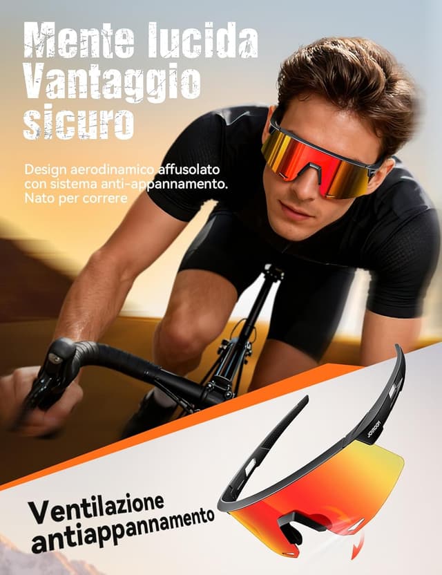 Detalle 2 de JOYROOM Occhiali da ciclismo polarizzati UV400 con nasello regolabile e antiappannamento (TR90) per uomo e donna