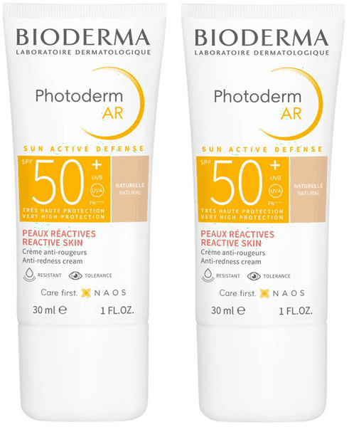 Detalle de Bioderma Photoderm AR SPF50+ Color Natural (2x30 ml) para piel sensible con rosácea