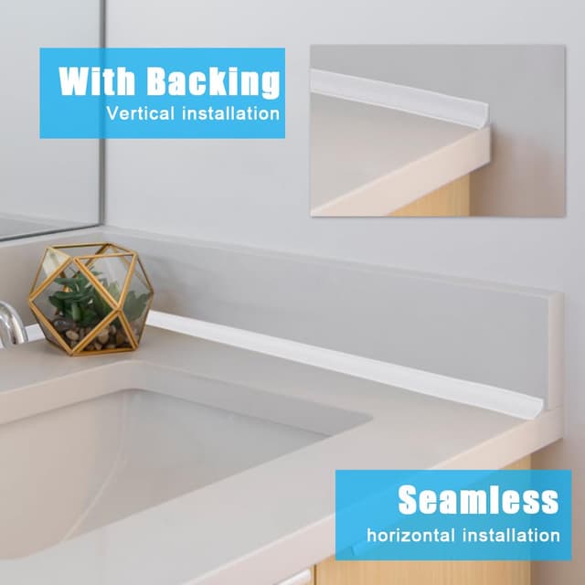 Detalle 2 de Flintronic barriera doccia in silicone autoadesiva (3 m) pieghevole, profilo soglia per ritenzione acqua, bianco