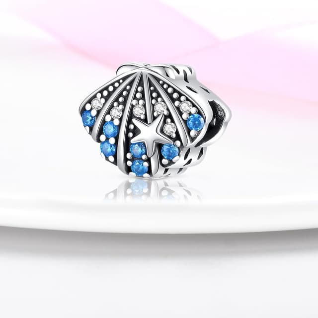 Detalle de KUNSIR Charm Anhänger Damen aus 925 Sterling Silber mit Zirkonia – für Pandora-Style Armbänder & Halsketten (C10)