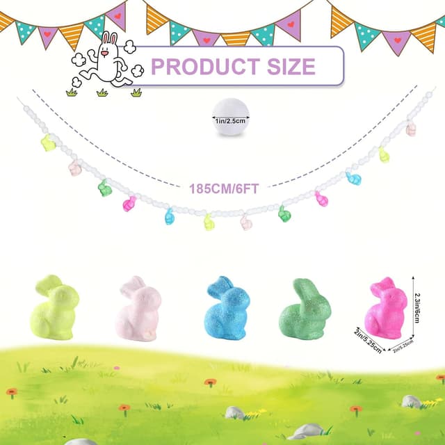 Thumbnail 6 de BrilliantJo Pompons Girlande mit bunten Hasen (Osterdeko) – zum Aufhängen, ca. 1,8 m