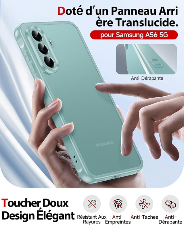 Detalle 2 de Coque Samsung Galaxy A56 5G anti-traces, 2 verres