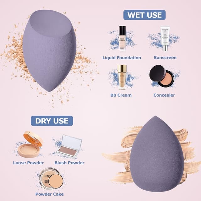 Detalle de 8 pièces d’éponges de maquillage pour fond de teint (3 formes) — Violet