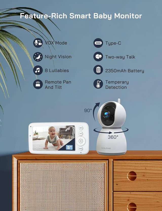 Detalle 2 de WOLFANG WB03 5.0" Baby Monitor