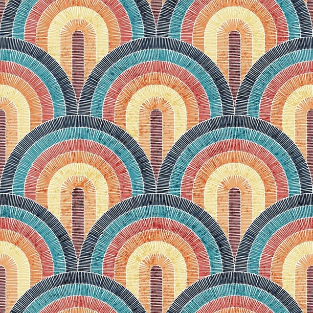 Detalle de Livelynine selbstklebende Tapete Boho mit geometrischem Muster – Rot, Petrol & Gelb (44,5 cm x 7 m)