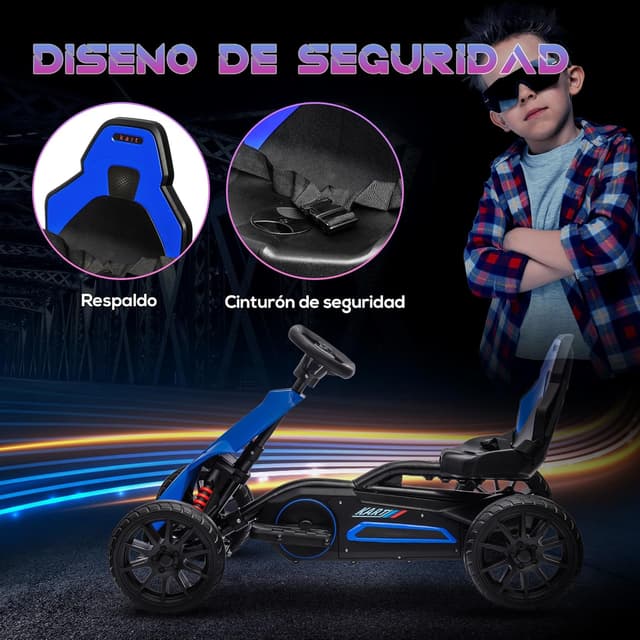 Thumbnail 4 de HOMCOM Go Kart Eléctrico Infantil 🚗 Velocidad Ajustable 12V Azul