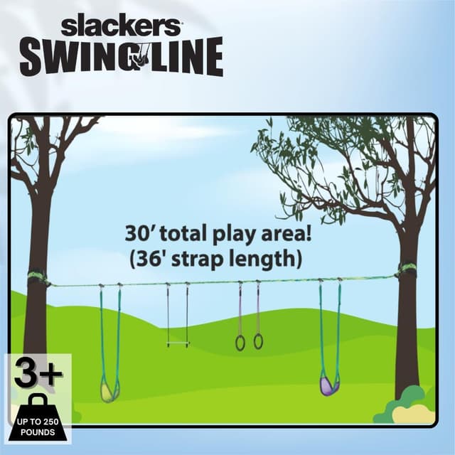 Detalle de slackers Swing Line Tree Swing Kit — Turn Two Trees Into a Backyard Swing Set (Ages 3+)