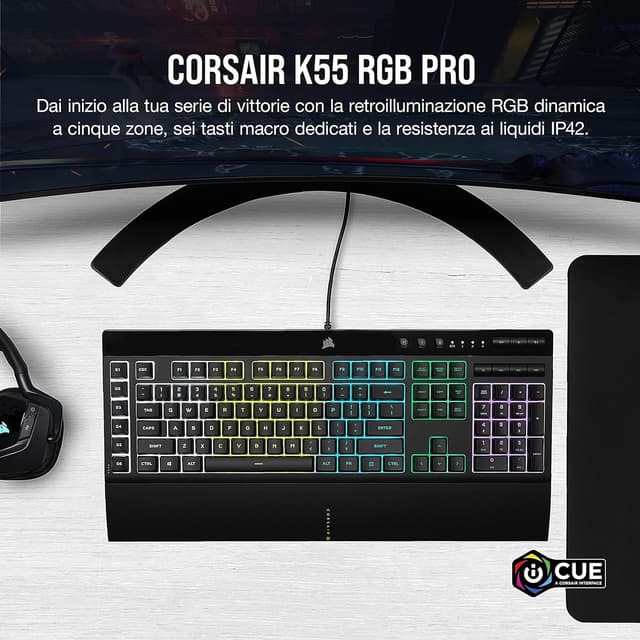 Thumbnail 2 de Corsair K55 RGB PRO Tastiera Gaming Membrana