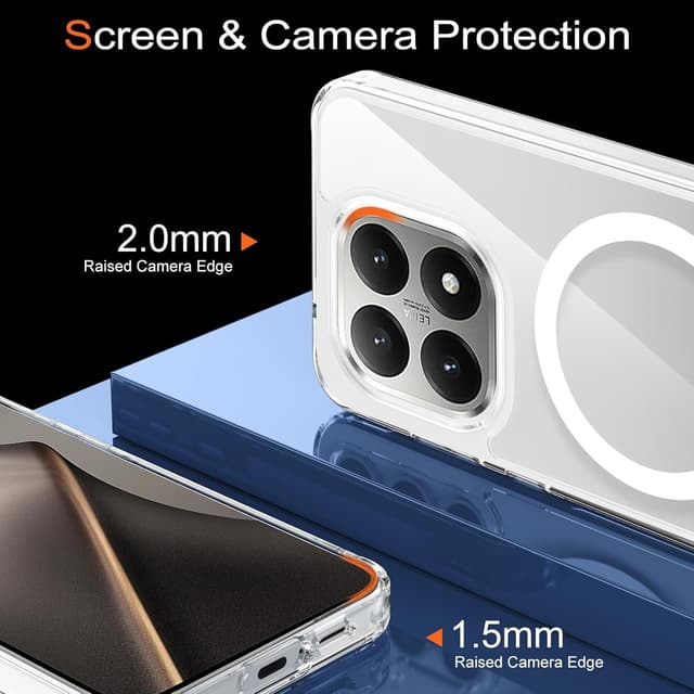 Detalle 2 de XTCASE Coque magnétique pour Xiaomi 15T 5G compatible MagSafe, transparente avec bumper TPU antichoc