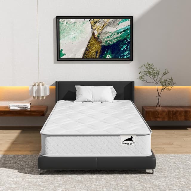 Detalle 2 de CRAZYLYNX 3FT Single Mattress 9‑Zone Inner Spring with 3D Breathable Fabric – 7.5 Inch Thickness