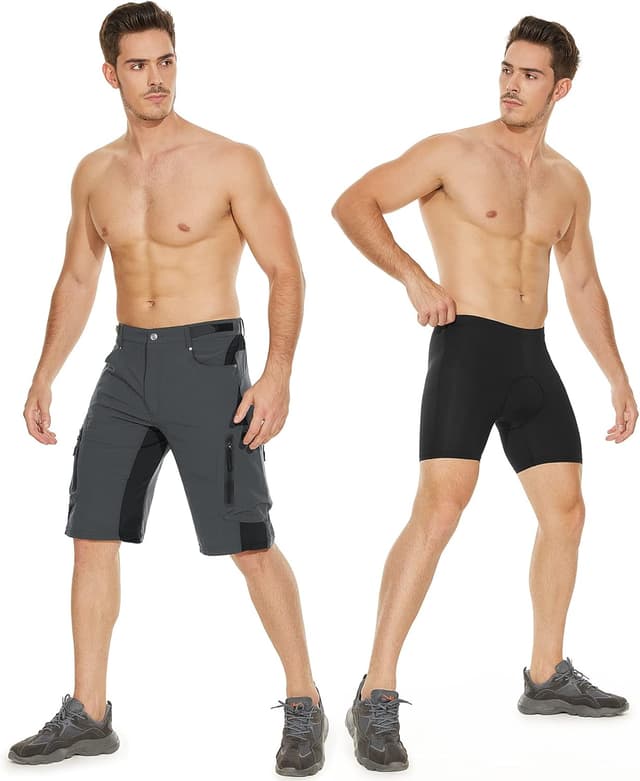 Detalle de Cycorld MTB Hose Herren – Schnelltrocknende Radlerhose mit 4D-Sitzpolster & Taschen (2-in-1-Set)