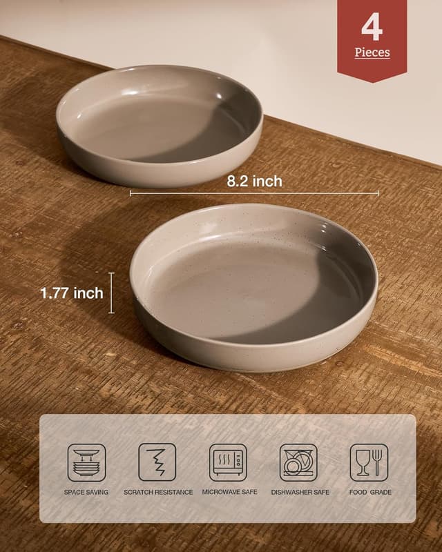 Detalle 2 de famiware Milkyway 33 oz Bowl Set (Set of 4) Stoneware Pasta & Salad Bowls, Cinnamon Brown Speckled