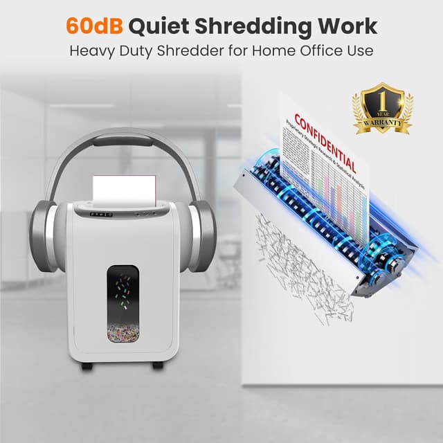 Detalle 2 de Micro-Cut Paper Shredder 9-Sheet P-5 Security Level (20L Pullout Basket) for Home Office