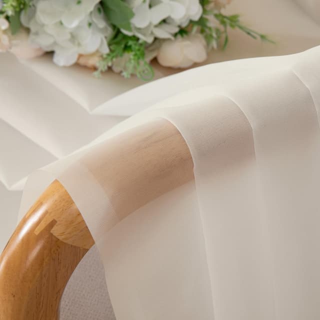 Thumbnail 6 de Chyhomenyc Cream Sheer Curtains (84 Inches Long), 2 Panels Set—Light Filtering Voile Rod Pocket Drapes