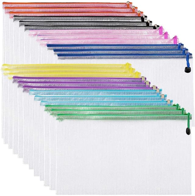 Detalle de A5 Plastic Zip Wallet Folder (24-Pack, 8 Colours) – PVC zipped document bags for everyday storage