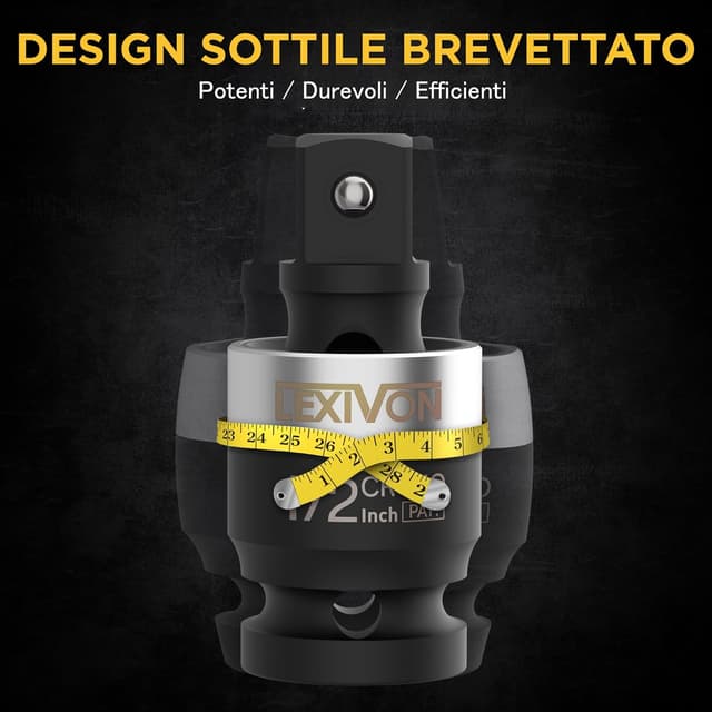 Detalle 2 de LEXIVON LX-113-S adattatori per bussola con snodo sferico (1/4"-3/8"-1/2"), set da 3 per avvitatore a batteria e chiave dinamometrica