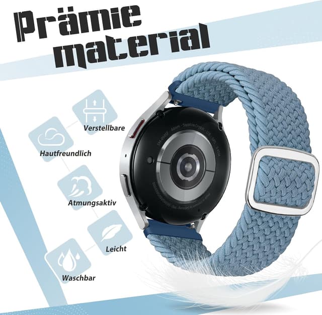 Detalle de Yunshare geflochtenes elastisches Uhrenarmband mit Schnellverschluss (Nylon) – 18/19/20/22/24 mm, 3 Stück