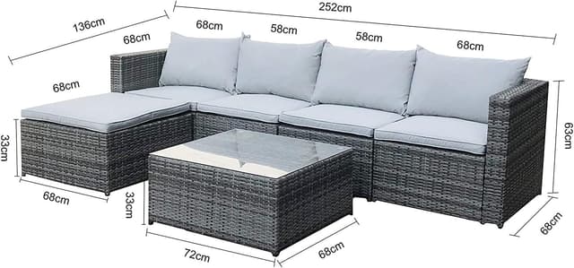 Detalle de EVRE Miami Grey rattan set corner sofa