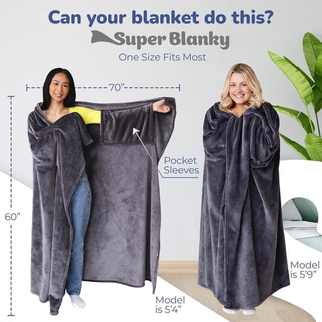 Detalle 2 de Super Blanky Wearable Blanket 70" x 60" 🛋