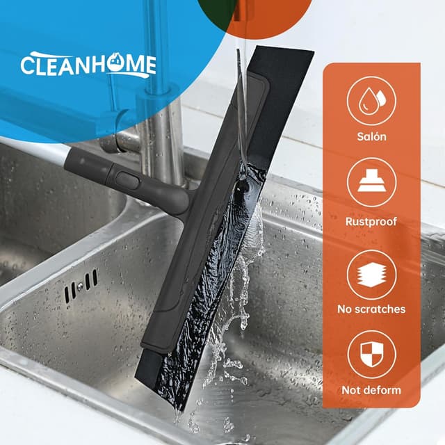 Detalle de Duschabzieher Schwarz mit EVA-Wasserabzieher und segmentiertem Design, Länge bis 135 cm