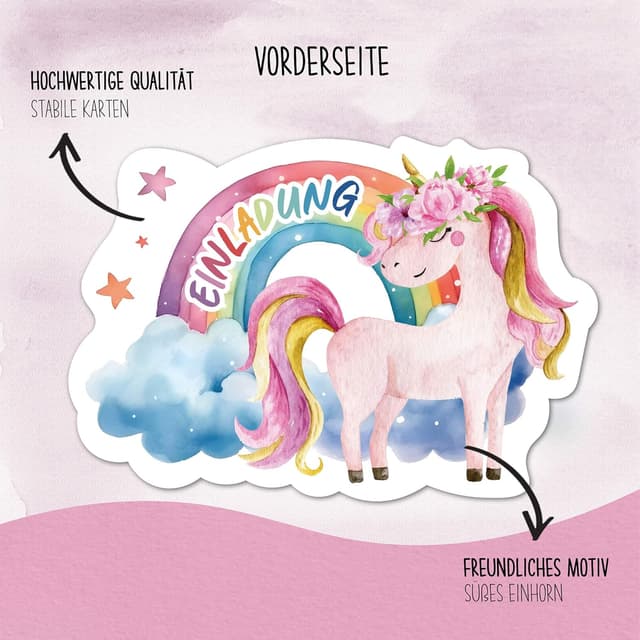 Thumbnail 2 de BIROYAL 12 Einladungskarten Einhorn 🎉