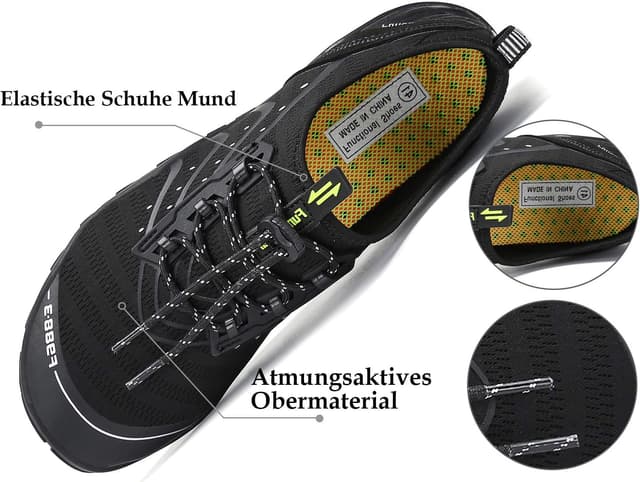 Detalle de SAGUARO Badeschuhe für Herren & Damen mit 7/9 Drainagelöchern – rutschfest, schnell trocknend, Gr. 35–48