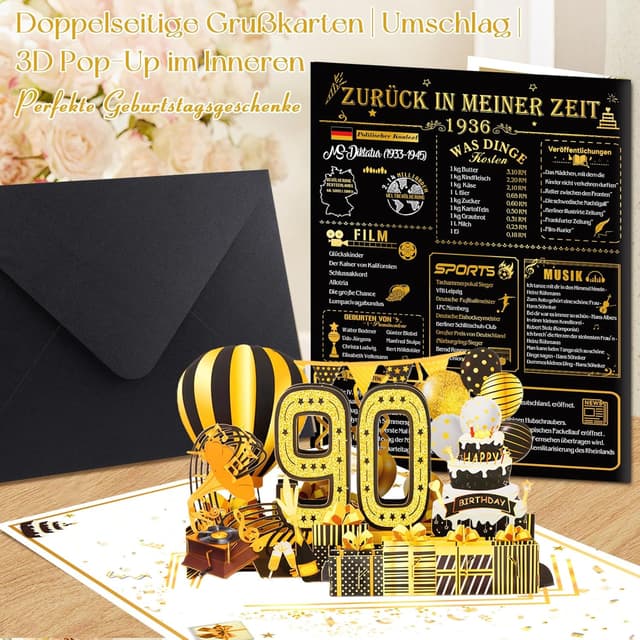 Detalle 2 de OLOSONG Geburtstagskarte 90 3D Pop-Up