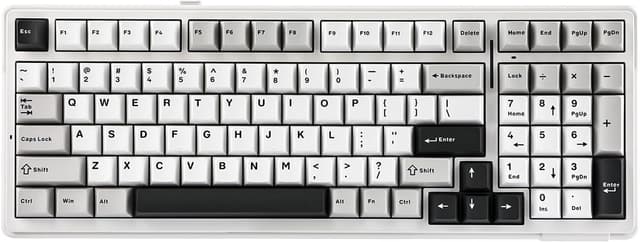 Detalle de EPOMAKER x Aula F99 Wireless Mechanical Keyboard (White Grey, Graywood V3) — Hot-Swappable, Gasket-Mounted, BT/2.4GHz/USB-C