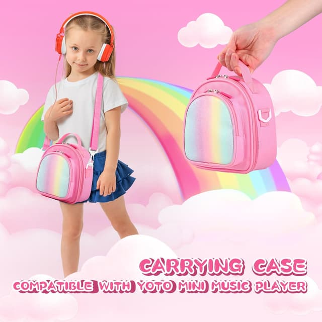 Thumbnail 6 de Carrying Case Compatible with Yoto Mini (2024 Edition) — 30-Card Storage Bag with Handle & Shoulder Strap (Pink)