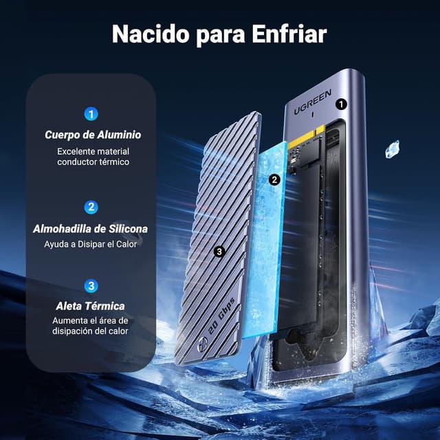 Thumbnail 7 de UGREEN Caja SSD M.2 NVMe USB-C 🚀 Compatible 970 EVO Plus, 980 Pro