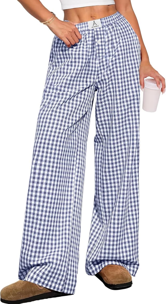 Detalle de ANRABESS Striped Gingham Pajama Pants XS-XXL