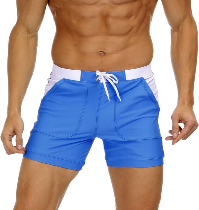 Detalle de KEFITEVD men’s quick-dry swimming shorts (YK016) with adjustable drawstring and pockets
