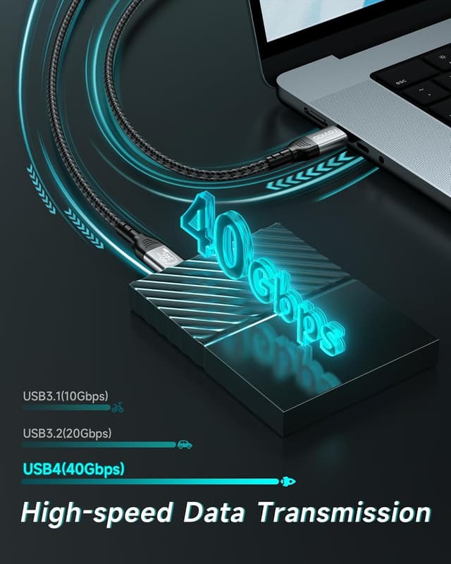 Detalle de RAVIAD USB4 Thunderbolt 4 Kabel 1 m