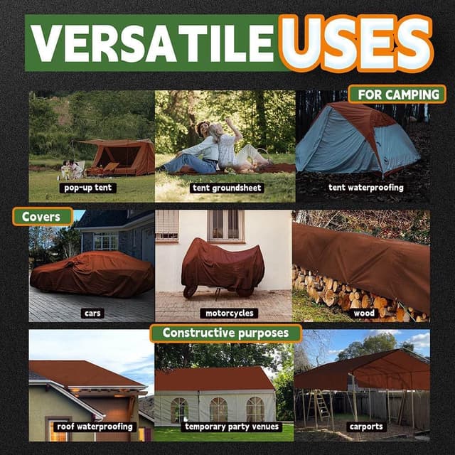 Thumbnail 6 de RAINDEWAY 4x8 Heavy Duty Poly Tarp 18 Mil