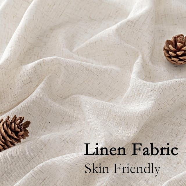 Detalle 2 de Beige Leinen-Vorhang 225 cm mit Ösen