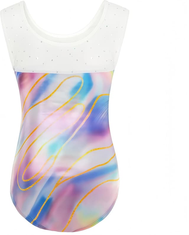 Detalle 2 de Girls’ three-piece gymnastics leotard set with sparkling gradient design (leotard, shorts & hairband)