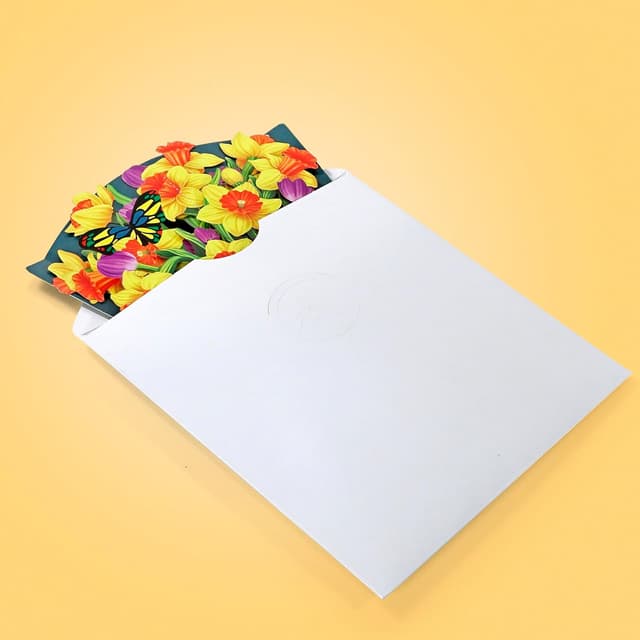 Detalle de CUTPOPUP Pop-Up-Geburtstagskarte mit gelbem Narzissenstrauß (26x30 cm) für Frau & Mutter