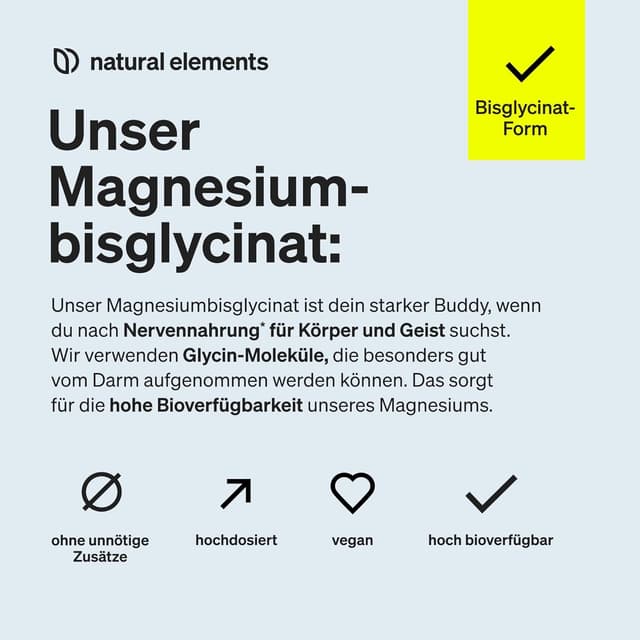 Thumbnail 2 de natural elements Magnesiumbisglycinat 300 mg Magnesium Kapseln