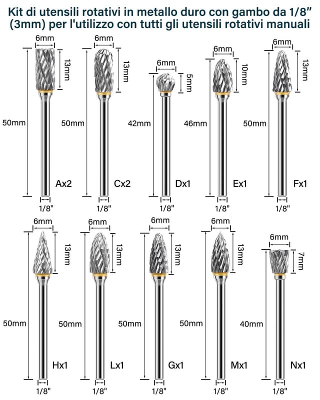 Thumbnail 3 de Set Frese Rotanti Gambo 1/8"
