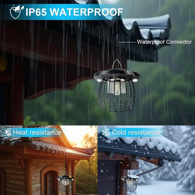 Detalle 2 de CREATESTAR Lampada a sospensione solare LED con telecomando, IP66, sensore di movimento