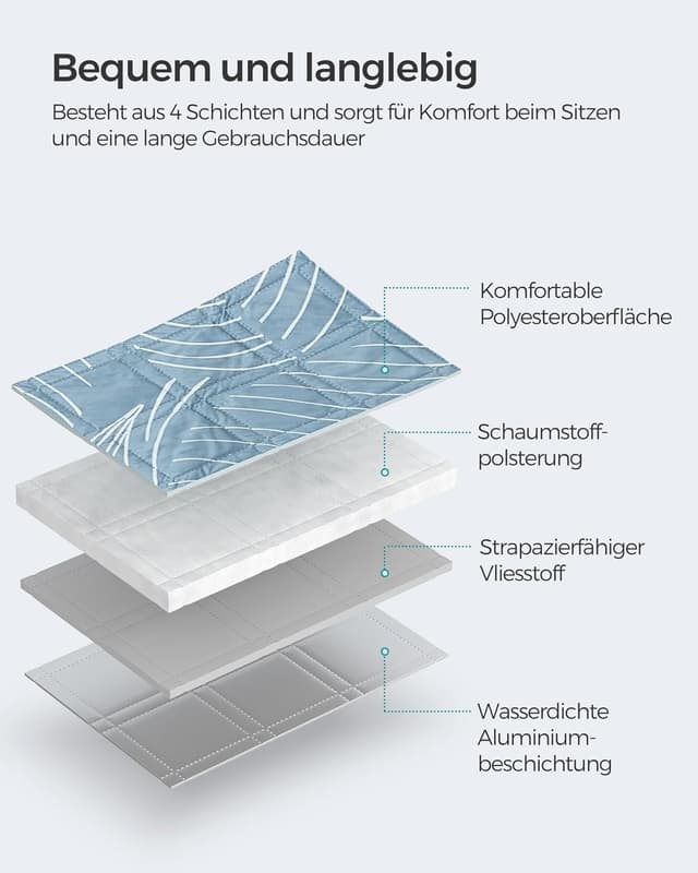 Detalle de SONGMICS Picknickdecke GCM310Q03, 300 x 200 cm (hellblau) – wasserdicht & faltbar mit 4 Erdankern