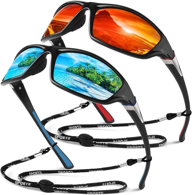 Detalle de Sunier polarised cycling sunglasses (UV400, wrap-around sports shades) — men & women
